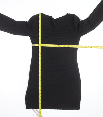 Missguided Women’s Black Long Sleeve Bodycon Short Dress Size M