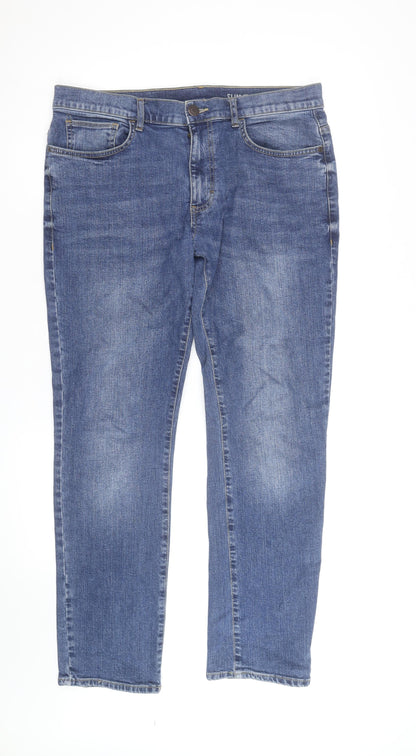 F&F Men's Blue Slim Fit Straight Denim Jeans 34W 30L