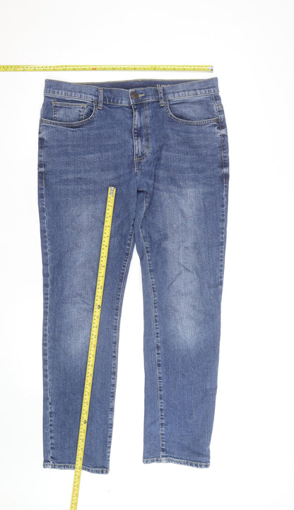 F&F Men's Blue Slim Fit Straight Denim Jeans 34W 30L