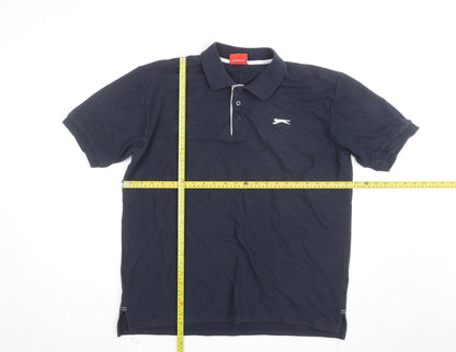 Slazenger Men's Navy Blue Cotton Polo Shirt Size L Classic Fit
