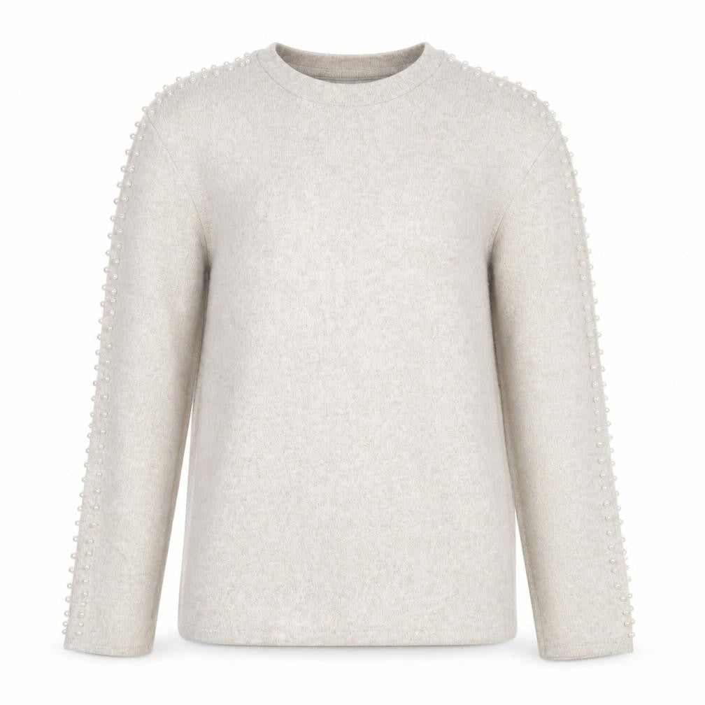 H&M Unisex Beige Beaded Crew Neck Knit Pullover Jumper XS