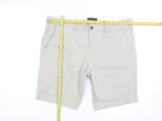 Peacocks Men's Beige Chino Shorts W34 Regular Fit Casual