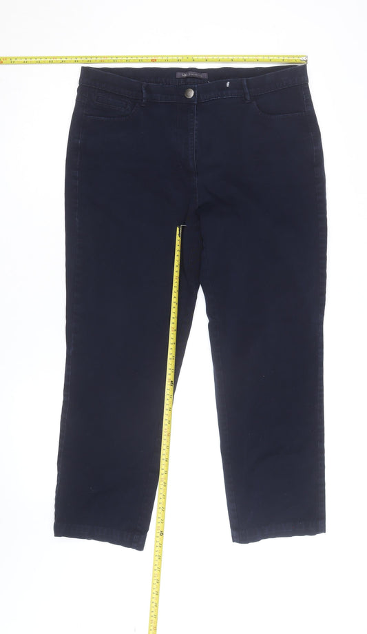 Marks and Spencer Women's Blue Slim Chino Trousers Size 16