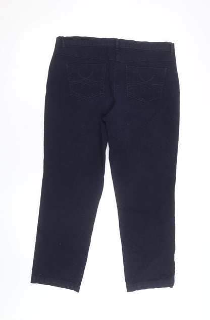 Marks and Spencer Women's Blue Slim Chino Trousers Size 16