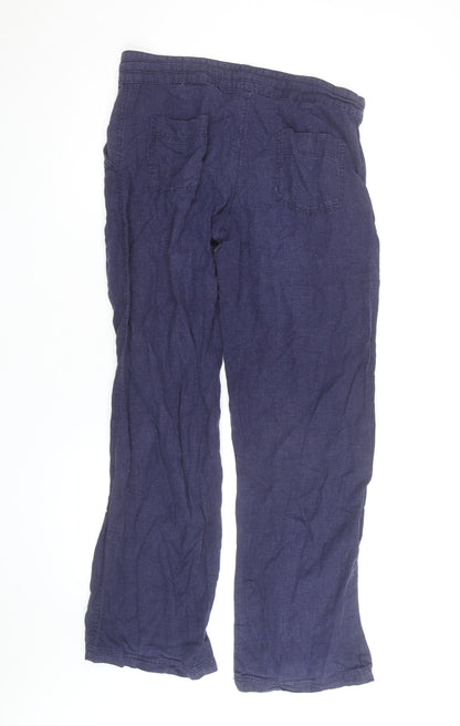 Next Women’s Blue Linen Straight Leg Trousers Size 10L