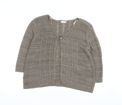 Ethel Austin Women’s Beige V-Neck Knit Cardigan Medium