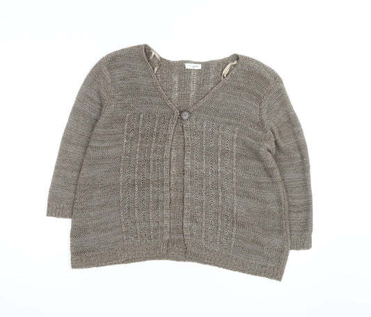 Ethel Austin Women’s Beige V-Neck Knit Cardigan Medium