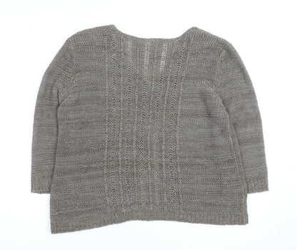Ethel Austin Women’s Beige V-Neck Knit Cardigan Medium