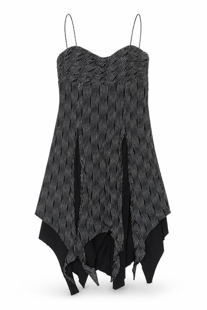 Arabella Womens Black Polka Dot Asymmetric Strap Dress Size 12