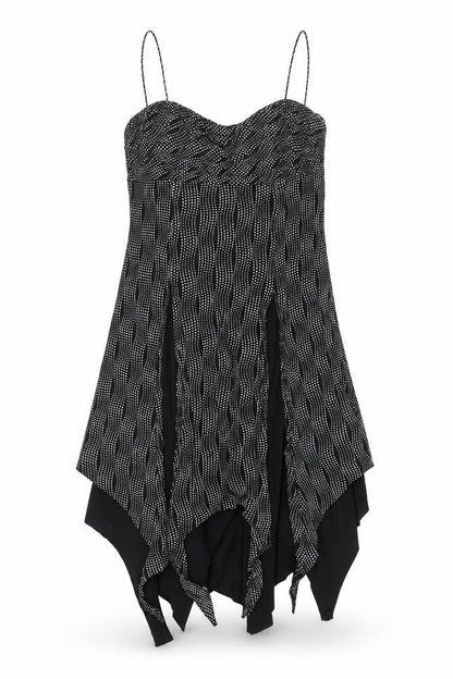 Arabella Womens Black Polka Dot Asymmetric Strap Dress Size 12