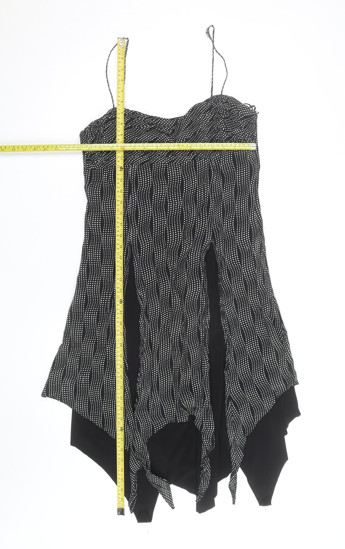 Arabella Womens Black Polka Dot Asymmetric Strap Dress Size 12