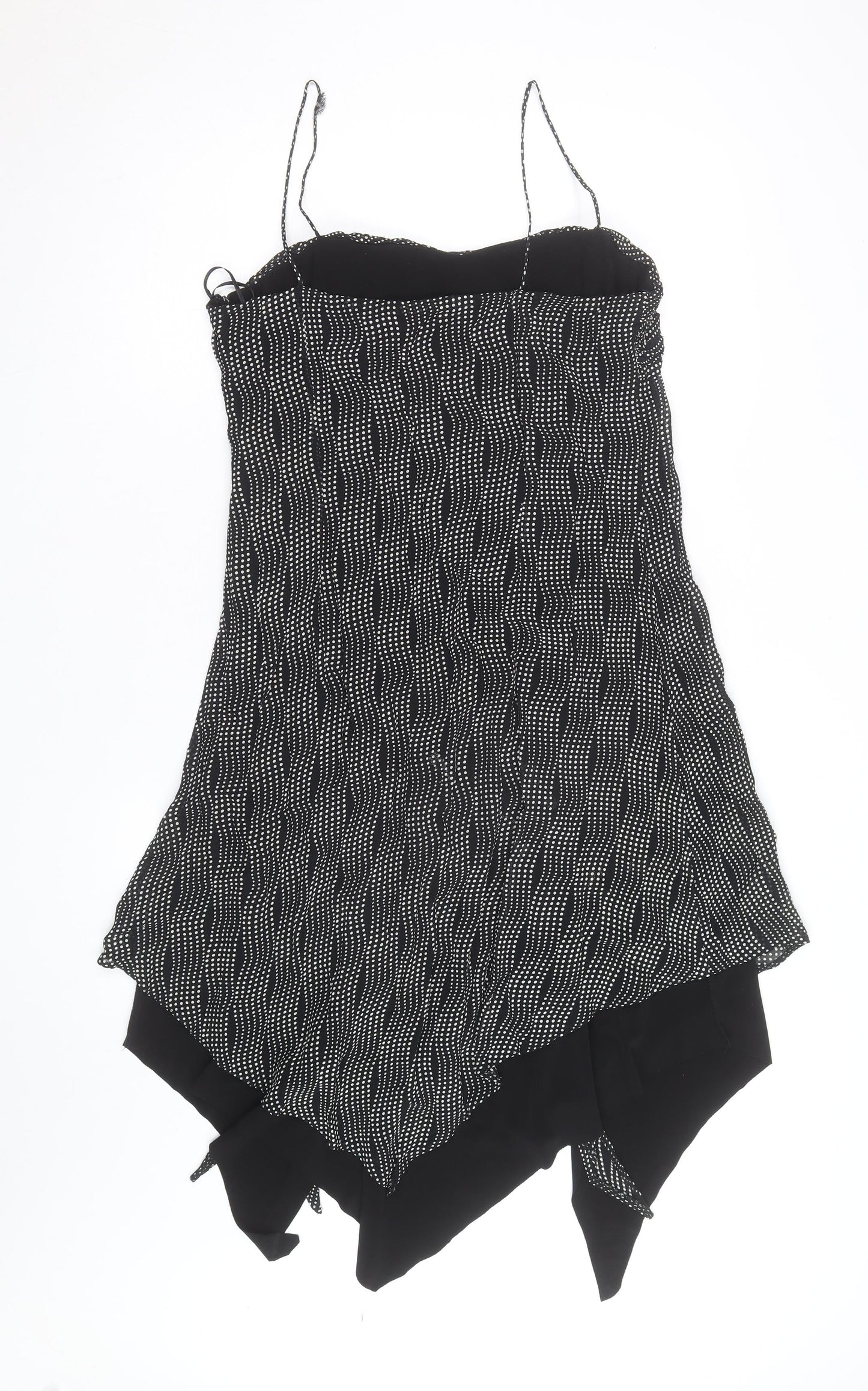 Arabella Womens Black Polka Dot Asymmetric Strap Dress Size 12