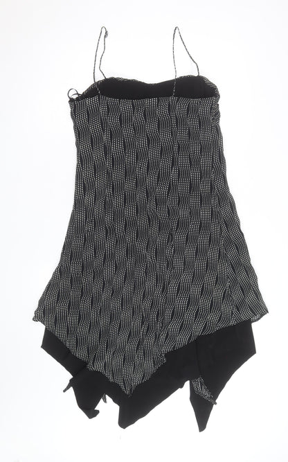 Arabella Womens Black Polka Dot Asymmetric Strap Dress Size 12