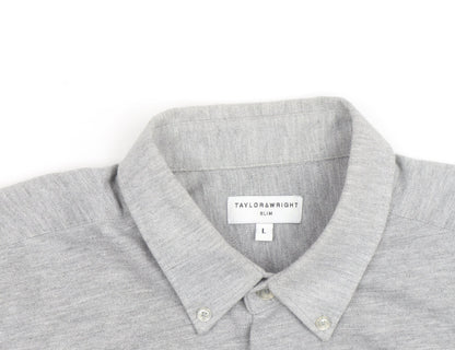 Taylor & Wright Men's Grey Slim Fit Long Sleeve Button-Up Shirt Size L