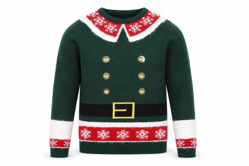 Merry Christmas Men's Green Elf Pullover Jumper Size S Winter Knit