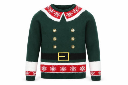 Merry Christmas Men's Green Elf Pullover Jumper Size S Winter Knit
