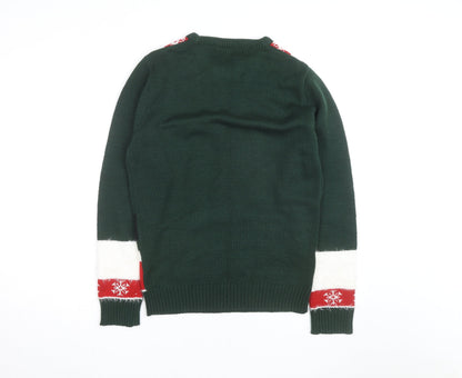 Merry Christmas Men's Green Elf Pullover Jumper Size S Winter Knit
