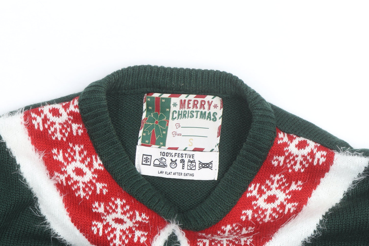 Merry Christmas Men's Green Elf Pullover Jumper Size S Winter Knit