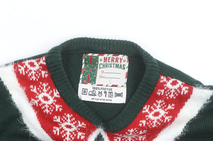 Merry Christmas Men's Green Elf Pullover Jumper Size S Winter Knit