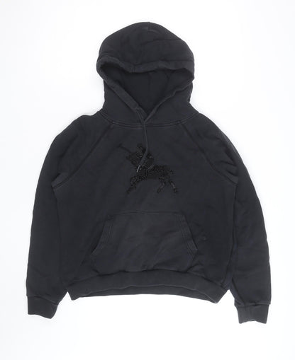 Polo Ralph Lauren Men's Black XL Beaded Logo Pullover Hoodie
