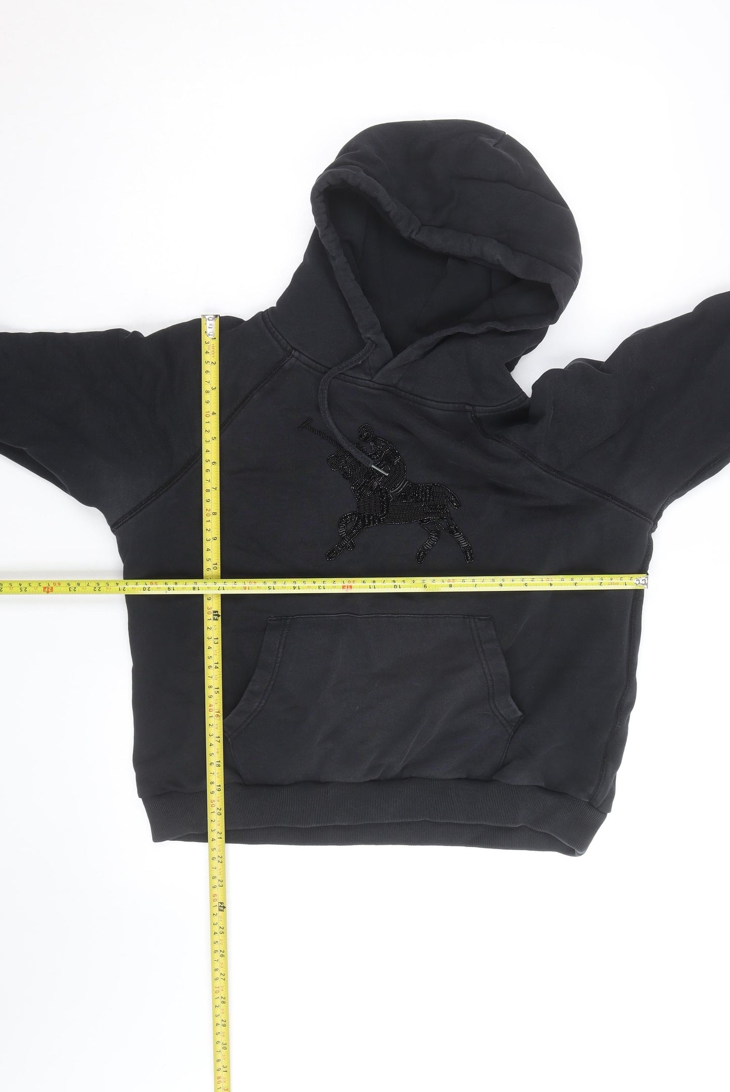 Polo Ralph Lauren Men's Black XL Beaded Logo Pullover Hoodie