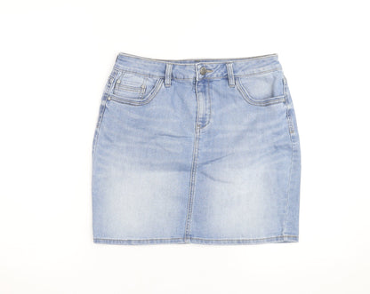 F&F Women's Blue Denim Short Pencil Skirt Size 12