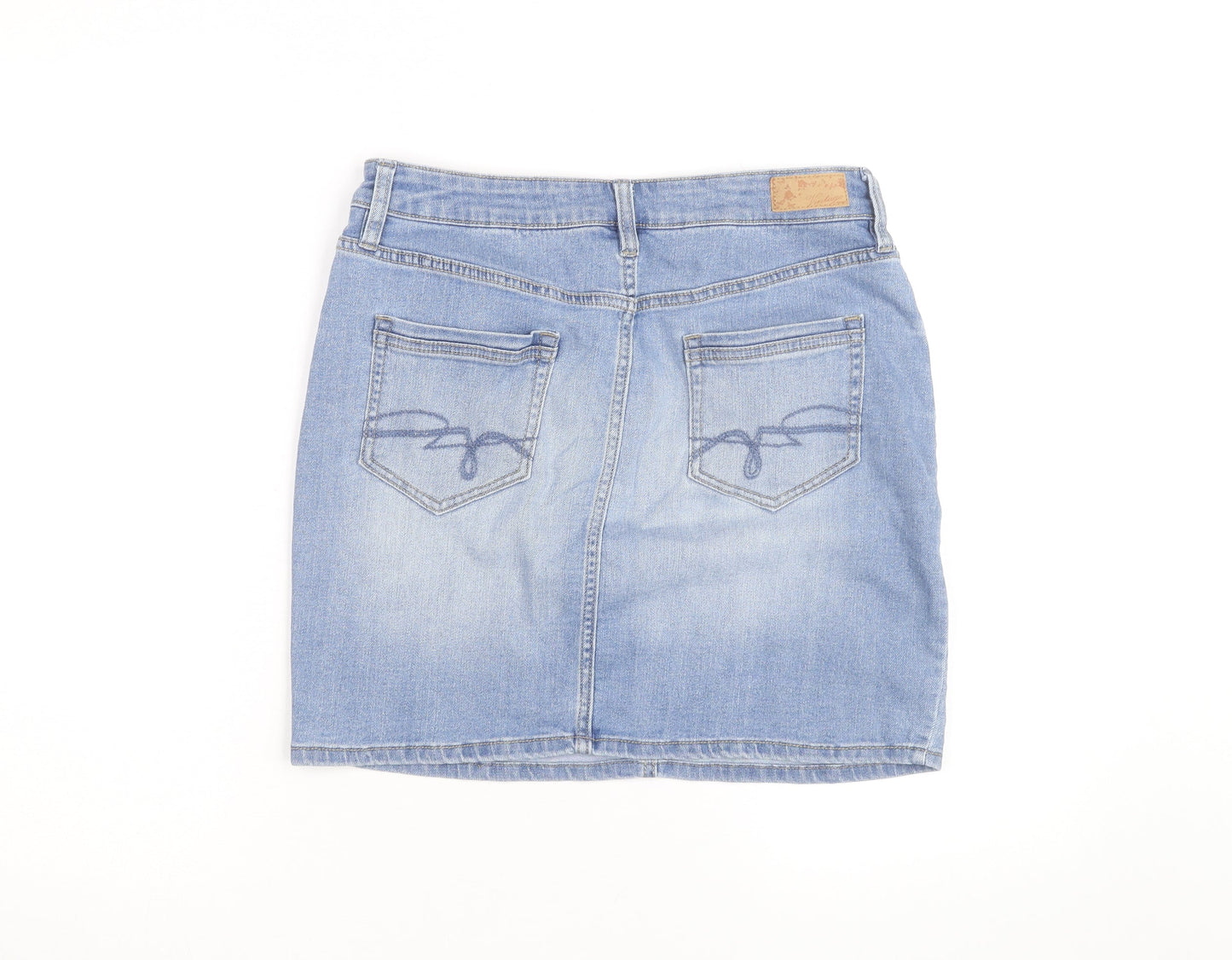 F&F Women's Blue Denim Short Pencil Skirt Size 12