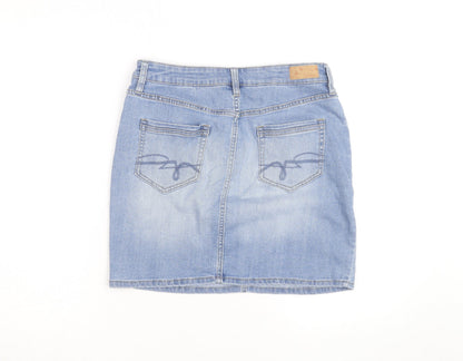F&F Women's Blue Denim Short Pencil Skirt Size 12