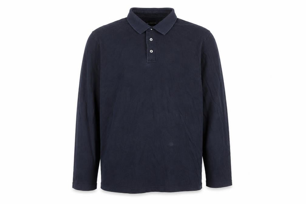 French Connection Men's Black Long Sleeve Cotton Polo Shirt 2XL Regular Fit