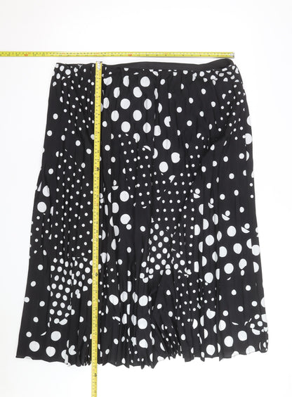 Anthology Women's Black Polka Dot Pleated Midi Skirt Size 16