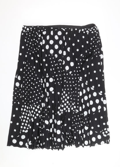 Anthology Women's Black Polka Dot Pleated Midi Skirt Size 16