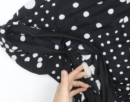 Anthology Women's Black Polka Dot Pleated Midi Skirt Size 16