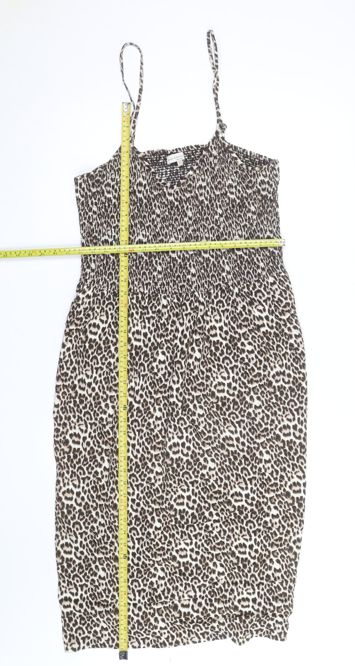 F&F Women’s Brown Leopard Print Sleeveless Slip Dress Size 10