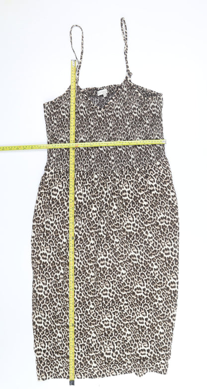 F&F Women’s Brown Leopard Print Sleeveless Slip Dress Size 10