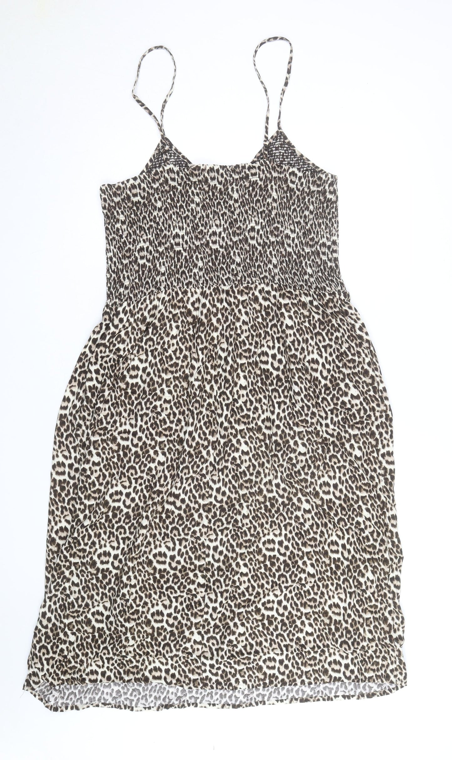 F&F Women’s Brown Leopard Print Sleeveless Slip Dress Size 10
