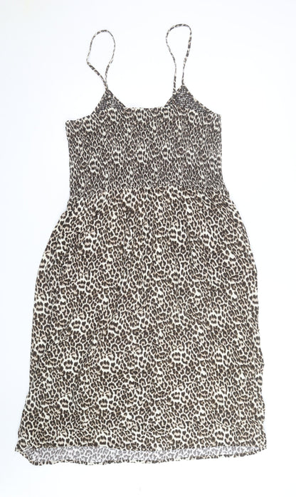 F&F Women’s Brown Leopard Print Sleeveless Slip Dress Size 10
