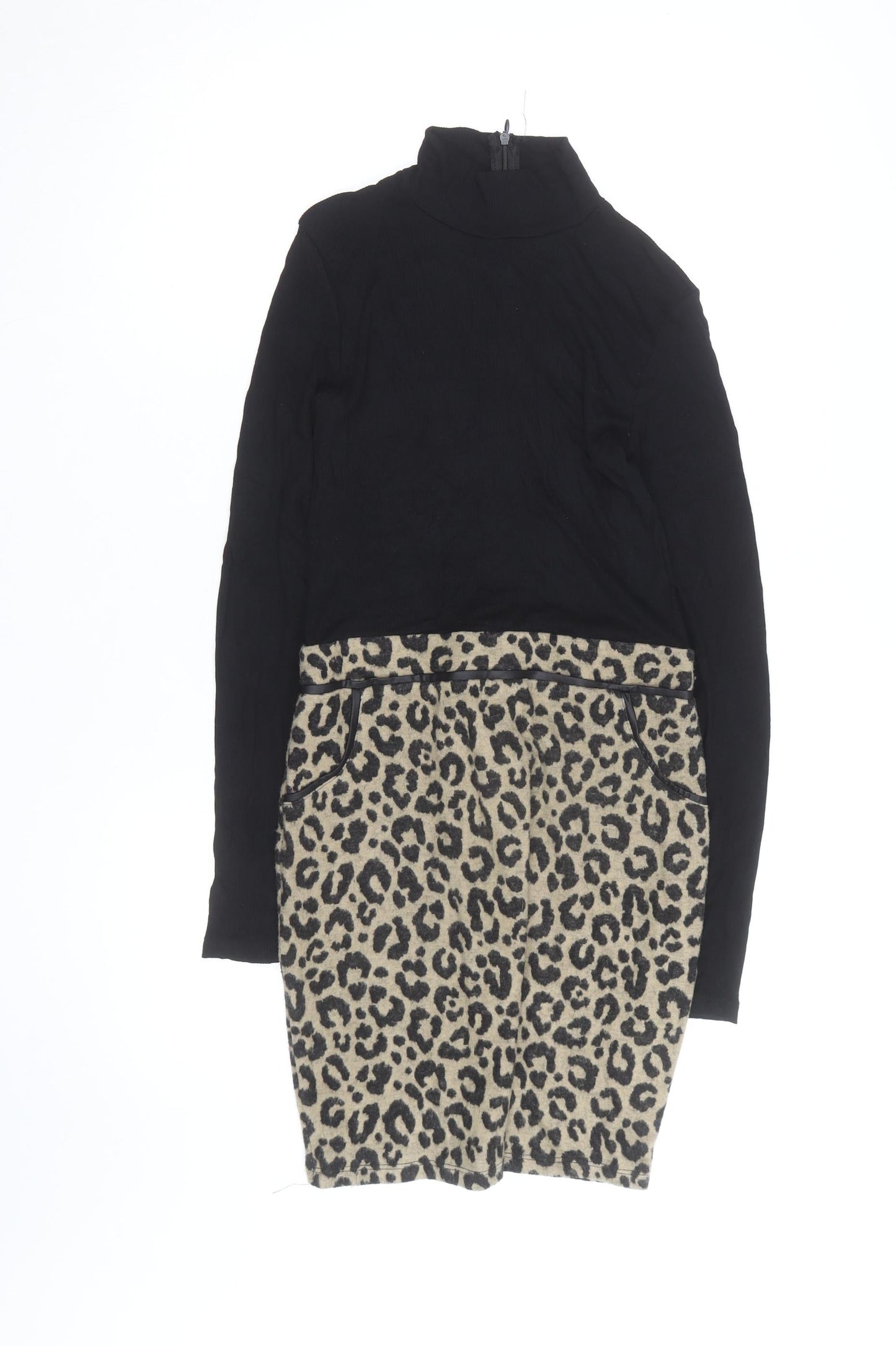 Select Women’s Black Leopard Print Bodycon Dress UK 8