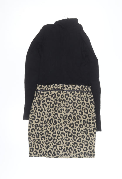 Select Women’s Black Leopard Print Bodycon Dress UK 8