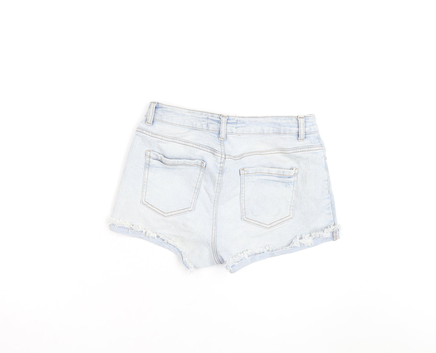 Primark Women Blue High Rise Cut-Off Denim Shorts Size 14
