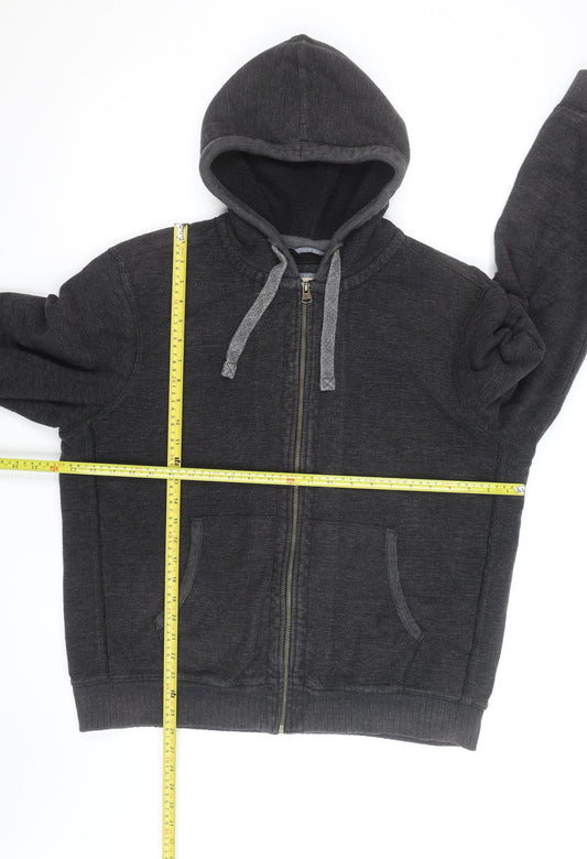 Marks and Spencer Men's Grey Full Zip Fleece Hoodie L