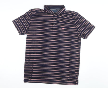 Easy Men’s Blue Striped Collared Short Sleeve Polo Shirt Size M