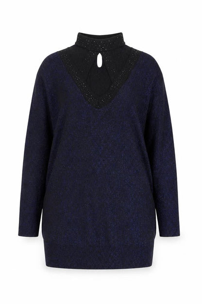 Star by Julien Macdonald Women’s Blue Sparkle V-Neck Jumper Size 14