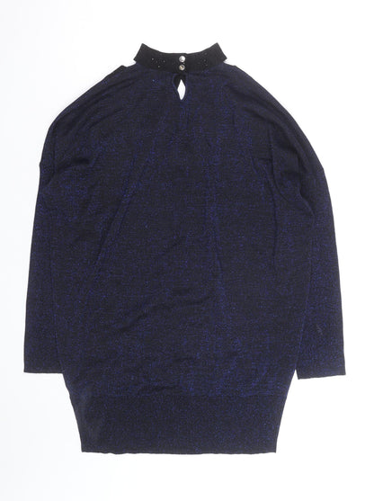 Star by Julien Macdonald Women’s Blue Sparkle V-Neck Jumper Size 14