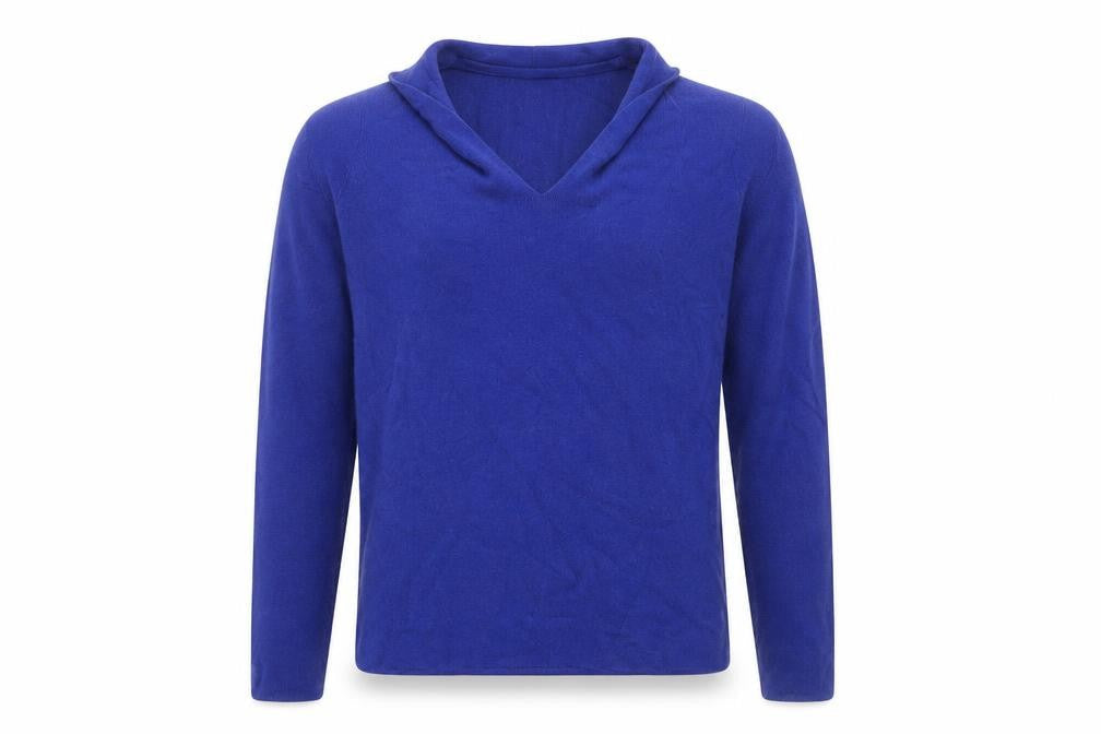 Hobbs Women's Blue V-Neck Wool Silk Cashmere Jumper Size S