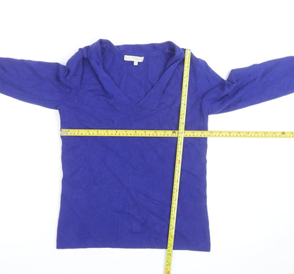 Hobbs Women's Blue V-Neck Wool Silk Cashmere Jumper Size S