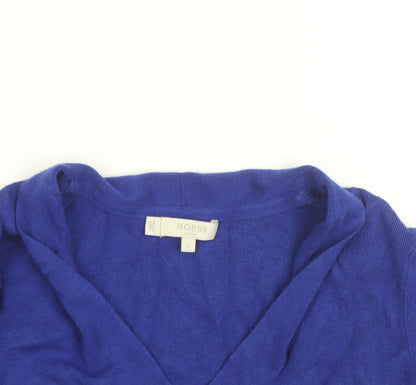 Hobbs Women's Blue V-Neck Wool Silk Cashmere Jumper Size S