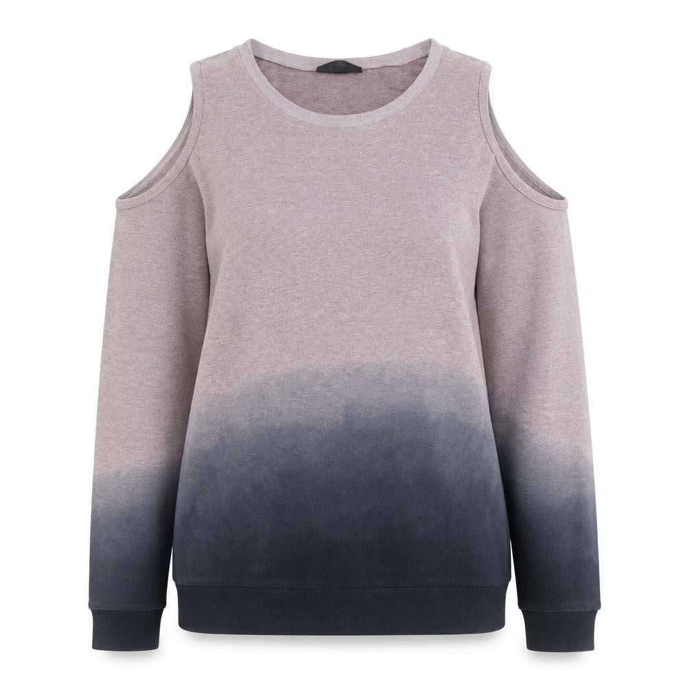 Topshop Womens Pink Grey Cold Shoulder Pullover Sweatshirt Size 8
