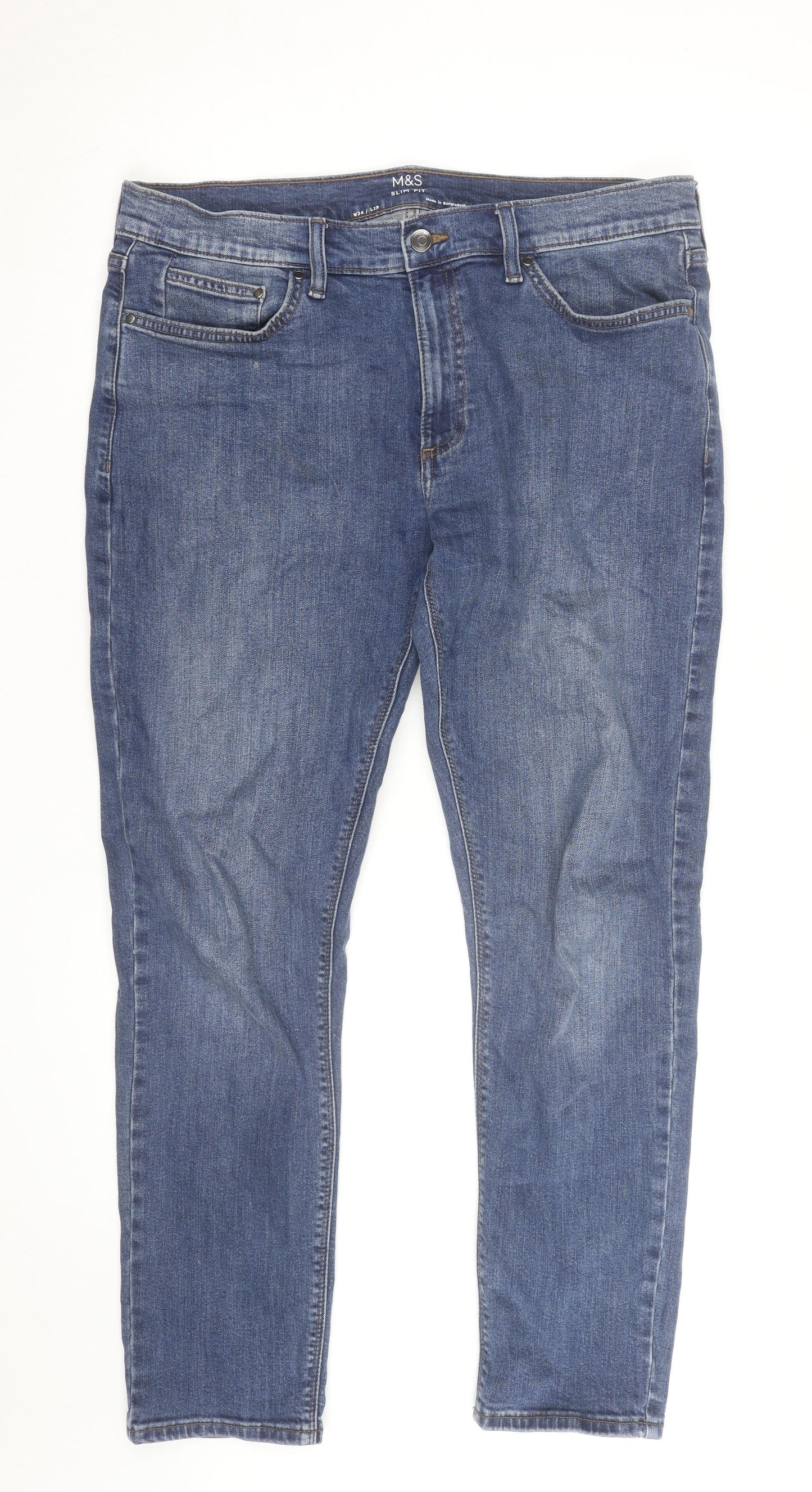Marks and Spencer Men's Blue Slim Fit Denim Jeans 34W 29L