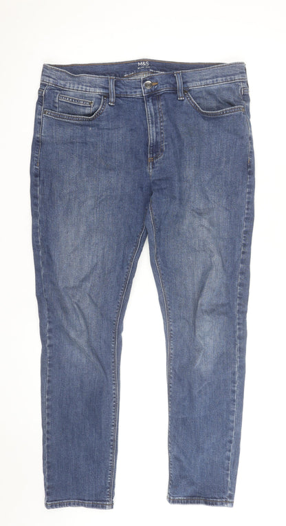 Marks and Spencer Men's Blue Slim Fit Denim Jeans 34W 29L