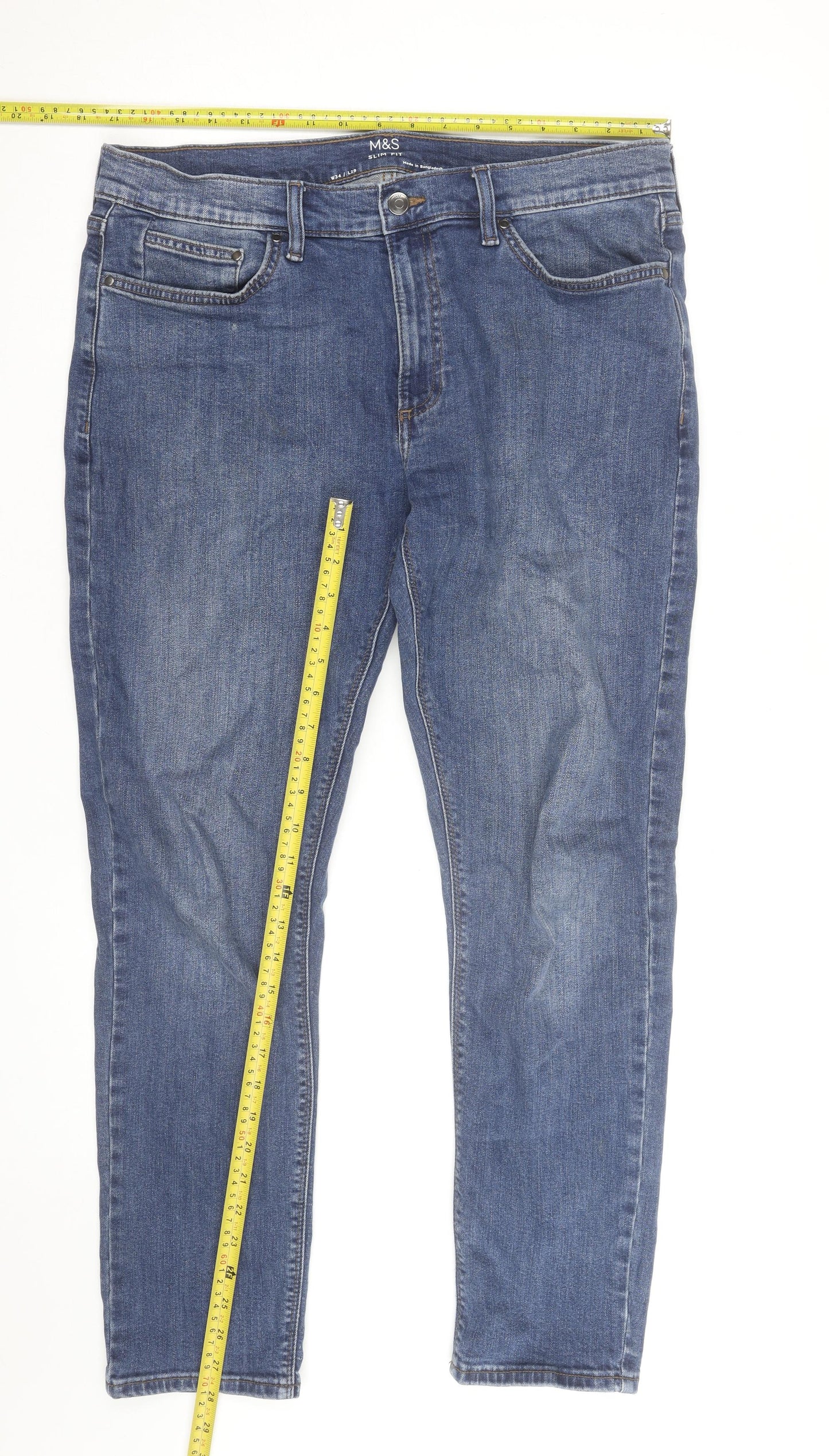 Marks and Spencer Men's Blue Slim Fit Denim Jeans 34W 29L